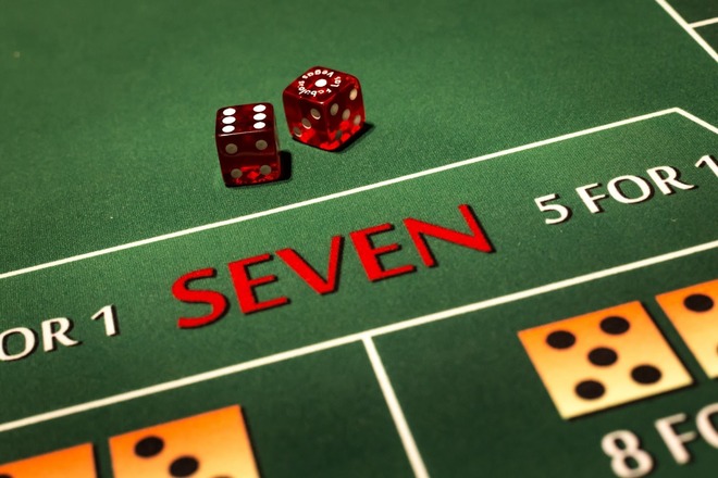 Craps game: game table and two dice