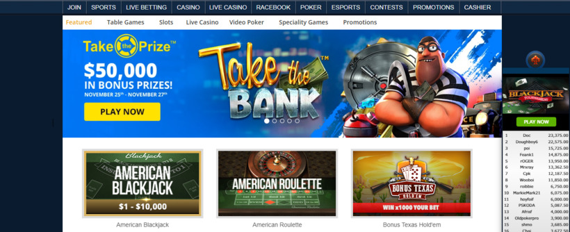 Casino games at SportsBetting.ag