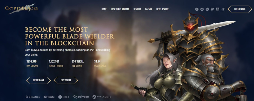 homepage of the game's site featuring three characters