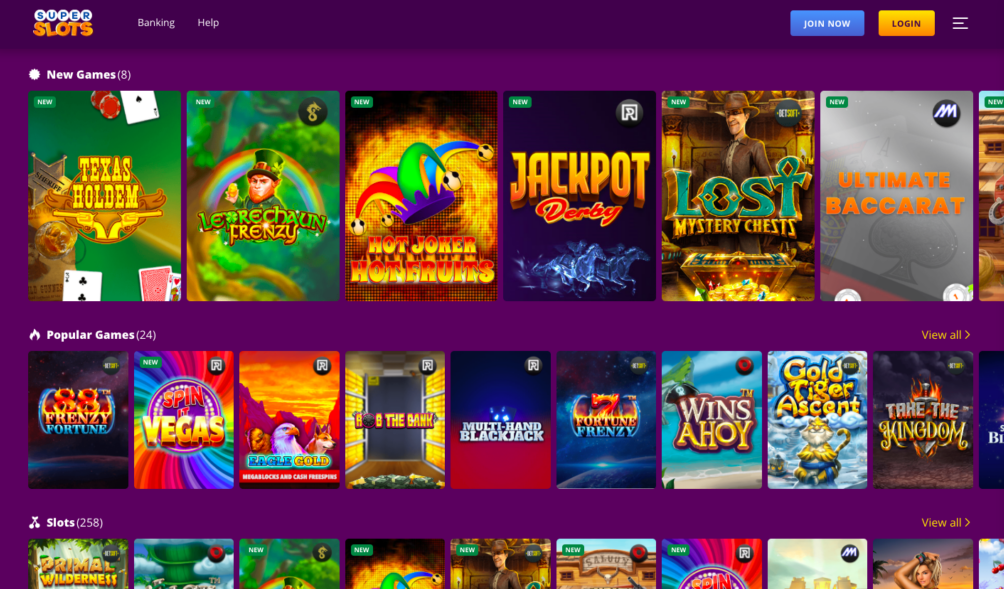 Super Slots Casino Review 2022 - Games selection