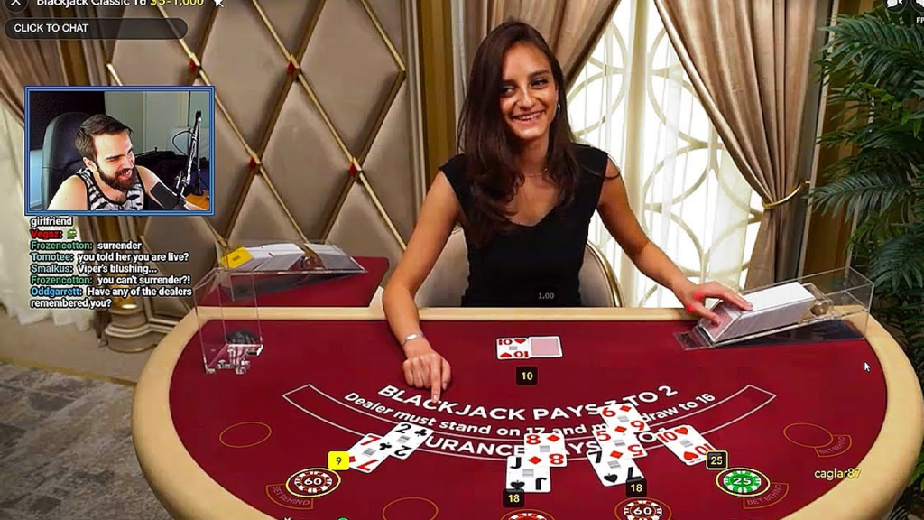 A Blackjack session screenshot taken from a YouTube video by DarkViperAU Clips