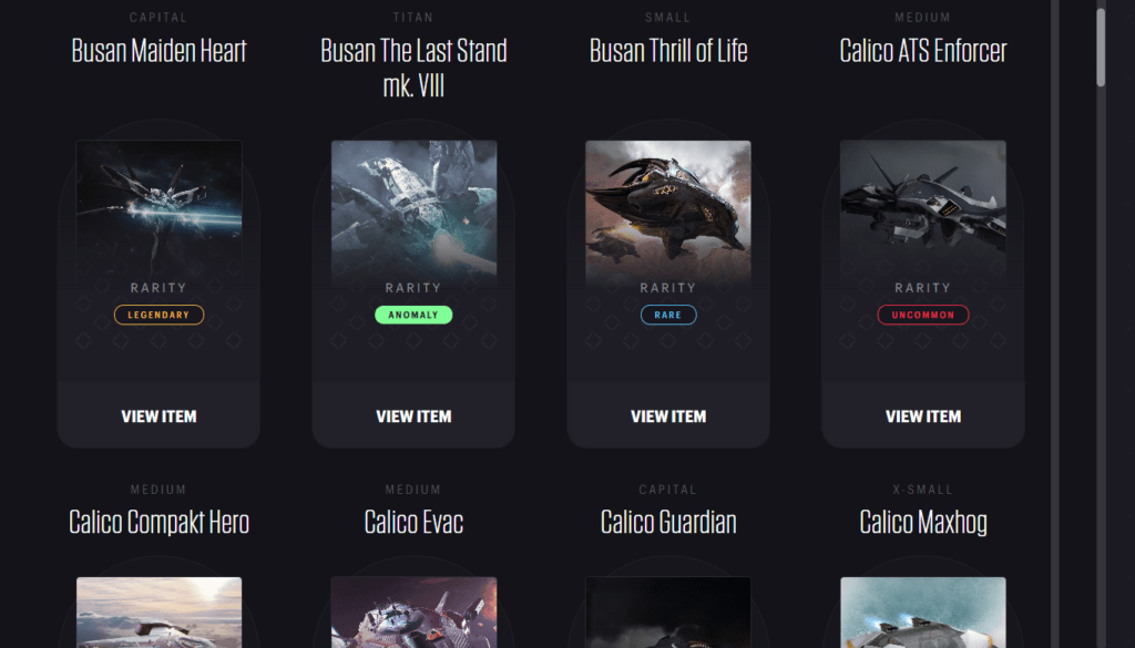 Ships on the Star Atlas marketplace