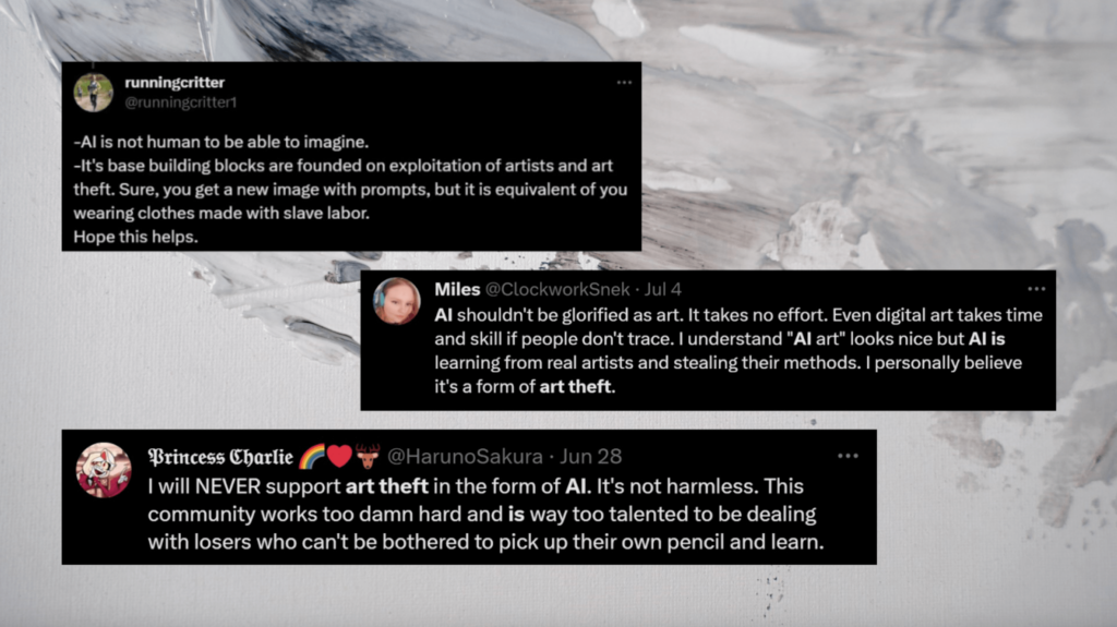 Some Tweets regarding AI art theft 