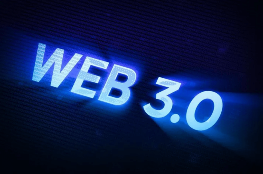 A screen with "Web 3.0" lit on it 