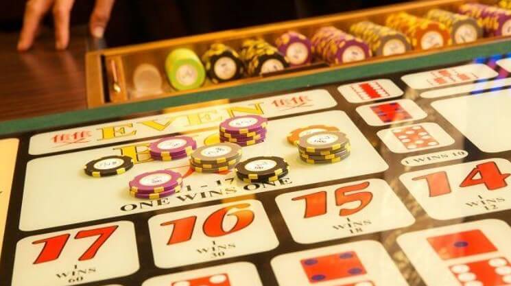 Casino table with different numbers