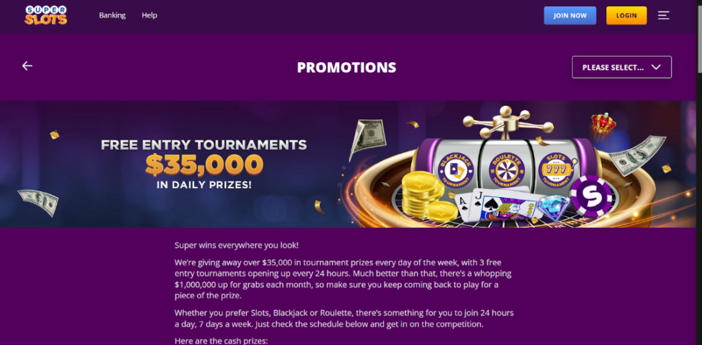 Super Slots Casino tournaments