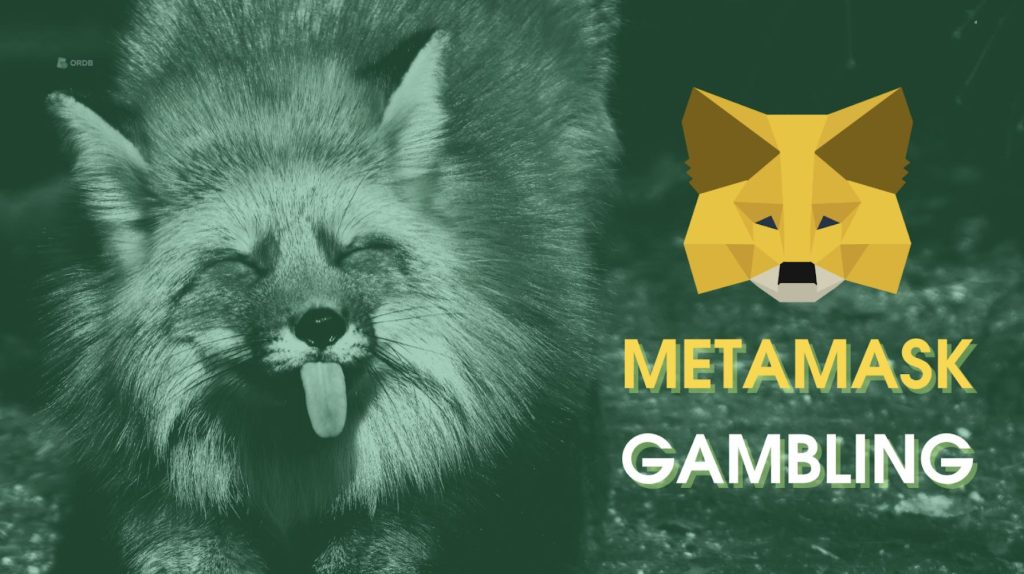 A cute fox showing its tongue and the Metamask logo